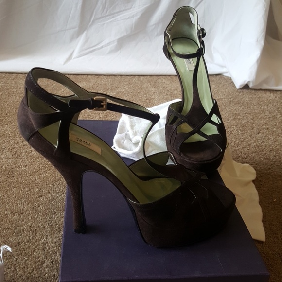Prada dark brown suede sandals size 40 (10) - Picture 4 of 5